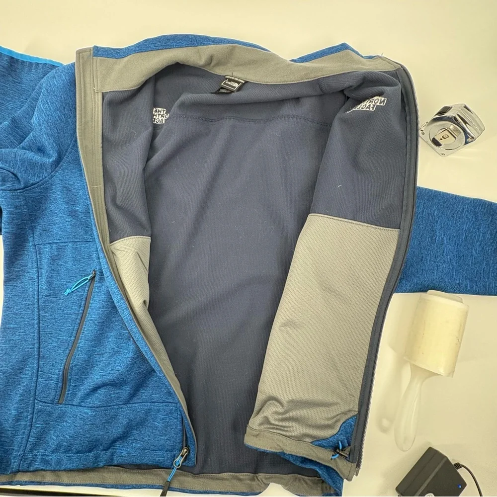 The North Face Cedar Trail‎ Grid Fleece Full Zip Jacket Wind Resistant Blue Xl
